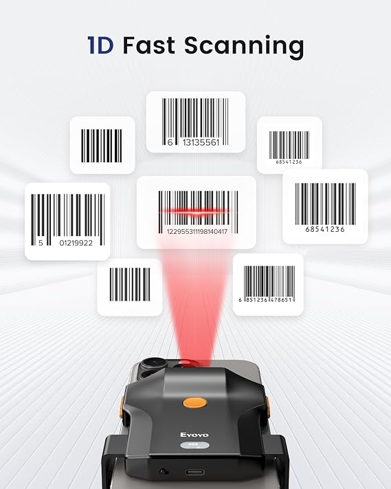 Eyoyo Portable Phone Back Clip 1D Bluetooth Barcode Scanner Wireless