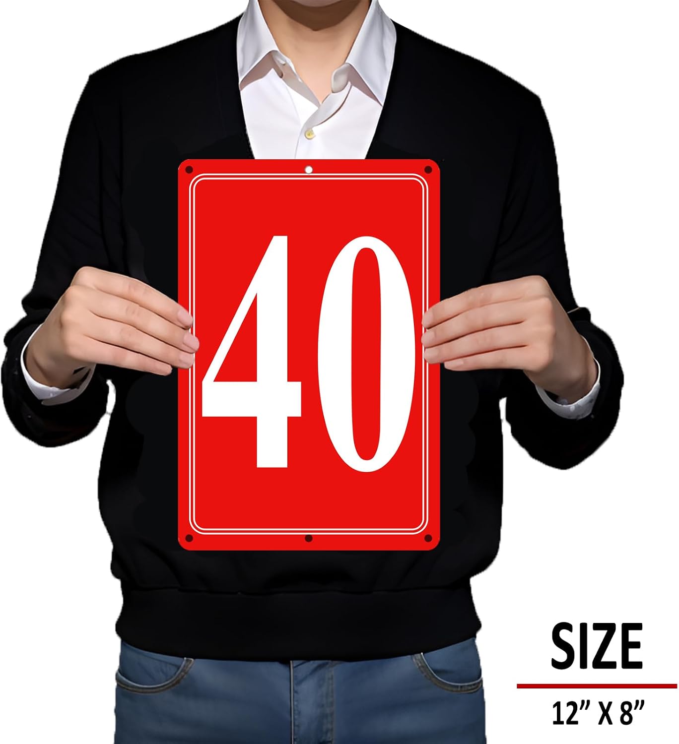 Premium Aluminum Number Signs 40, Metal 12" X 8" Red Numbered Signs Outdoor for Parking Lots, Floor, Dock, Court, Aisle, Field, High Visibility, No Fade, Weather-resistant image 3