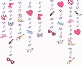 Singer Birthday Hanging Decorations Garland for Fans Music Party Decorations Bday Photo Booth Backdrop Bachelorette Bridal Shower Decor 6 Packs