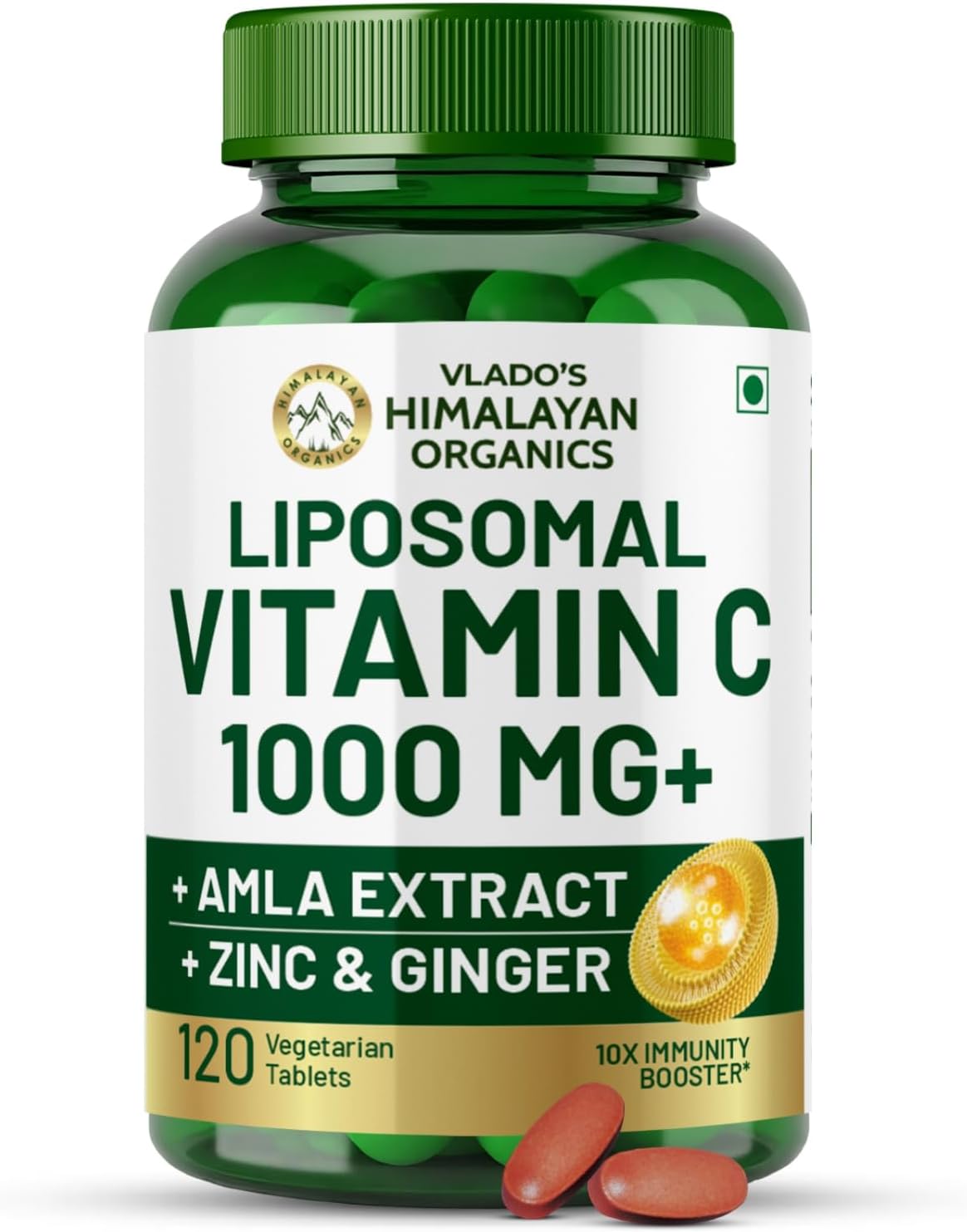 Vlado's Himalayan Organics Natural Liposomal Vitamin C Supplements Amla Extract With Zinc For Immunity & Skincare | Antioxidant Vitamin, Skin Rejuvenation I Vitamin C Tablets - 120 Veg Tablets