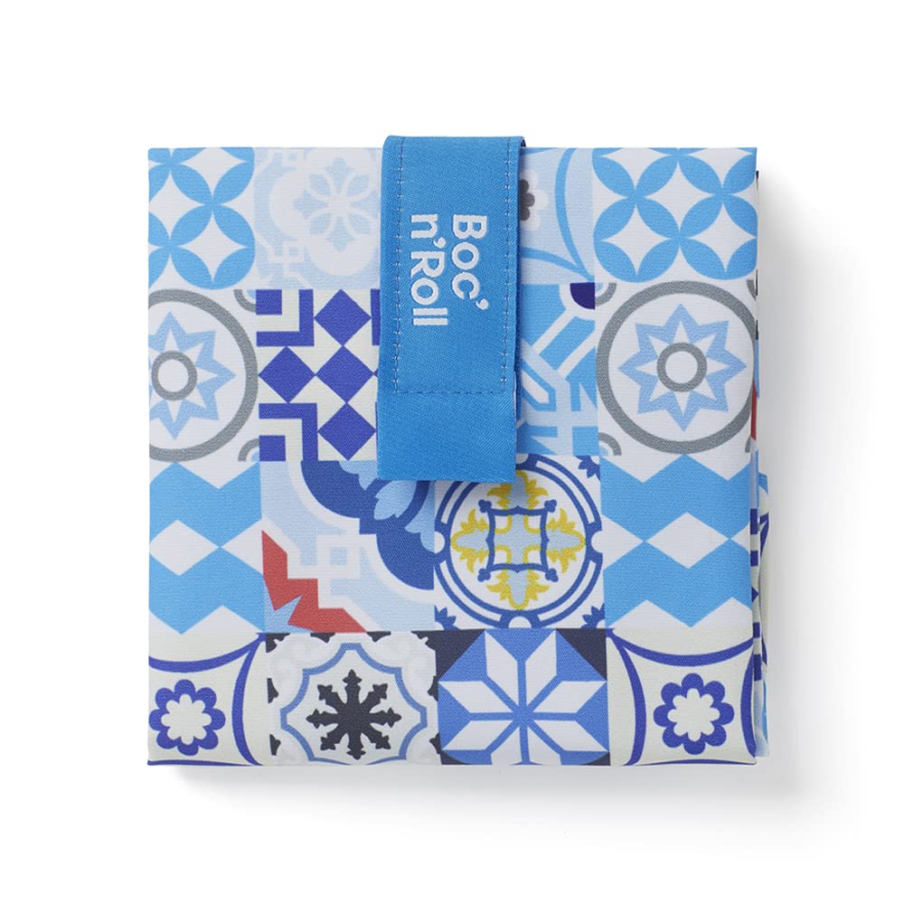 ROLL'EAT ® Boc'n'Roll Patchwork | Reusable Sandwich Bag | Sandwich Container | Eco Friendly Food Bag | Reusable and Washable Sandwich Wrap | Blue Color