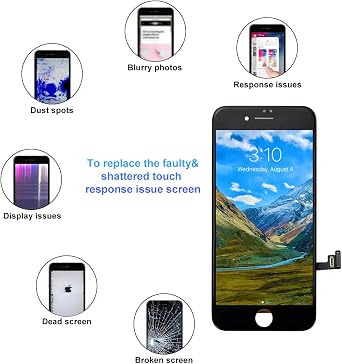 for iPhone 7 Screen Replacement 4.7 Black Screen for iPhone 7 LCD,Touch Digitizer Display for iPhone 7 Assembly with Repait Kit Tools,Compatible models A1660, A1778, A1779 | LCD Frame Assembly Digitizer forA1660,A1778,A1779,Repair Tool Kits,DIY Install