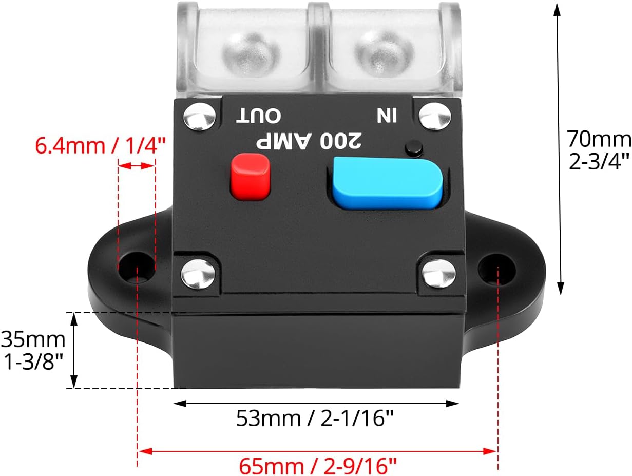 QWORK 200A Circuit Breaker with Manual Reset, Self Recovery Circuit Breaker, Energy Inline Circuit Breaker Fuse Inverter for Automobiles, Ships, RVs