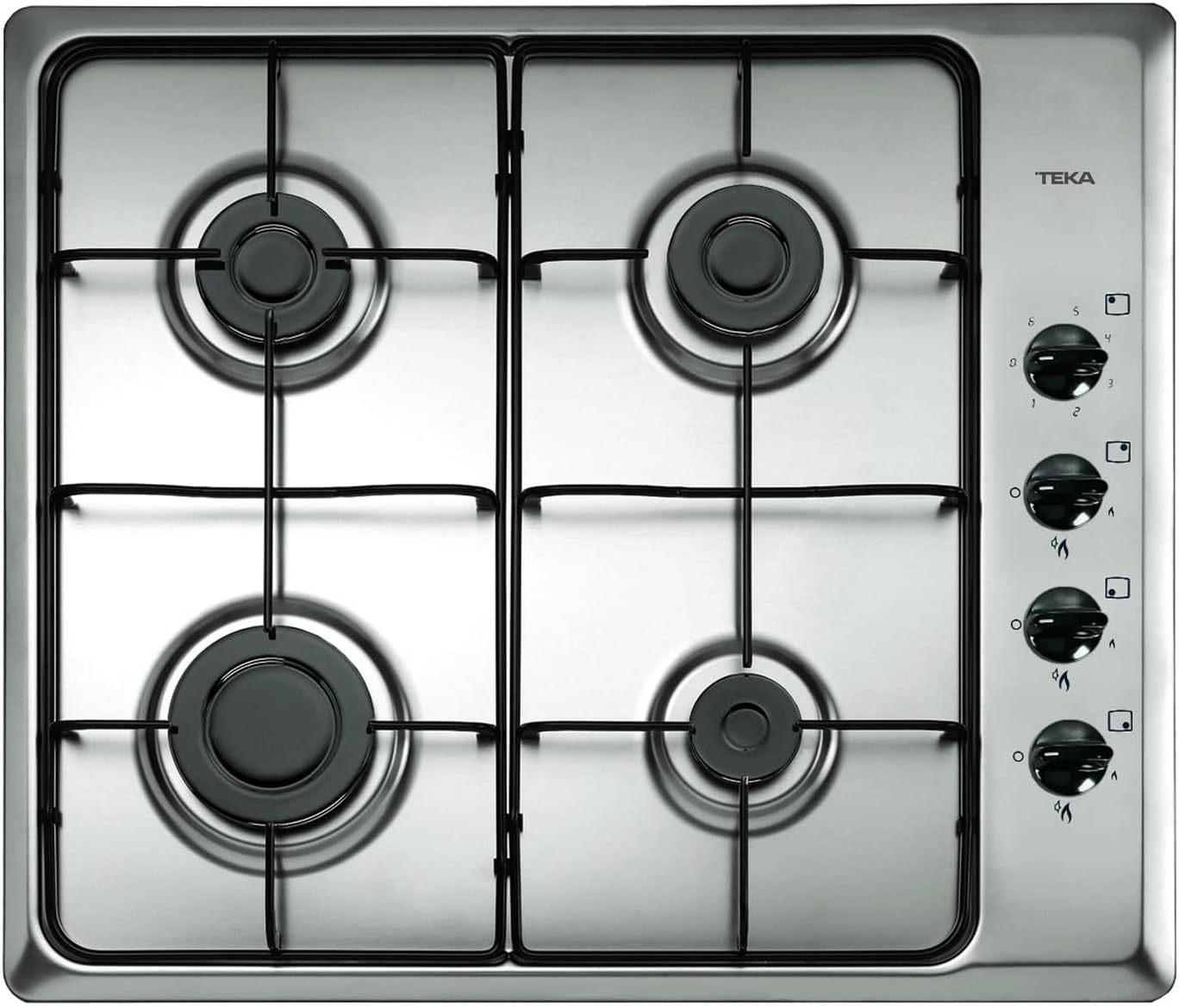 Teka Butane Gas Hob with 4 burners and 60 cm enamelled grates, Stainless steel, 580 mm wide (40229080)