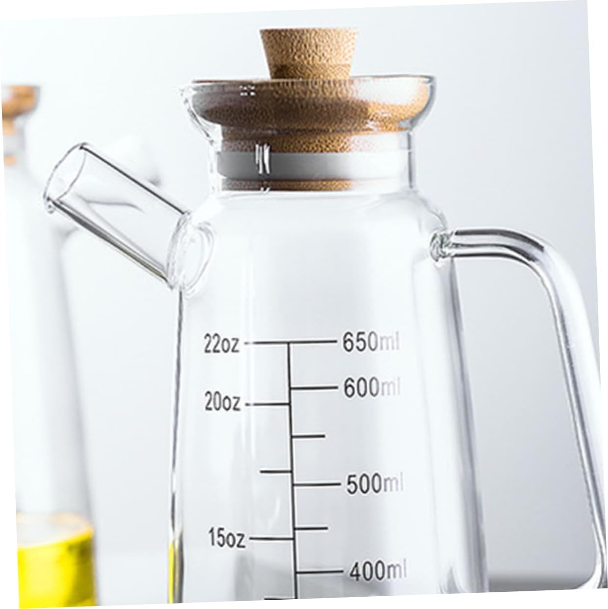 SHOWERORO Heat-resistant Glass Oil Dispenser Bottle Kitchen Sauce Jar Leak-proof Sauce Oil Container with Bamboo Cover