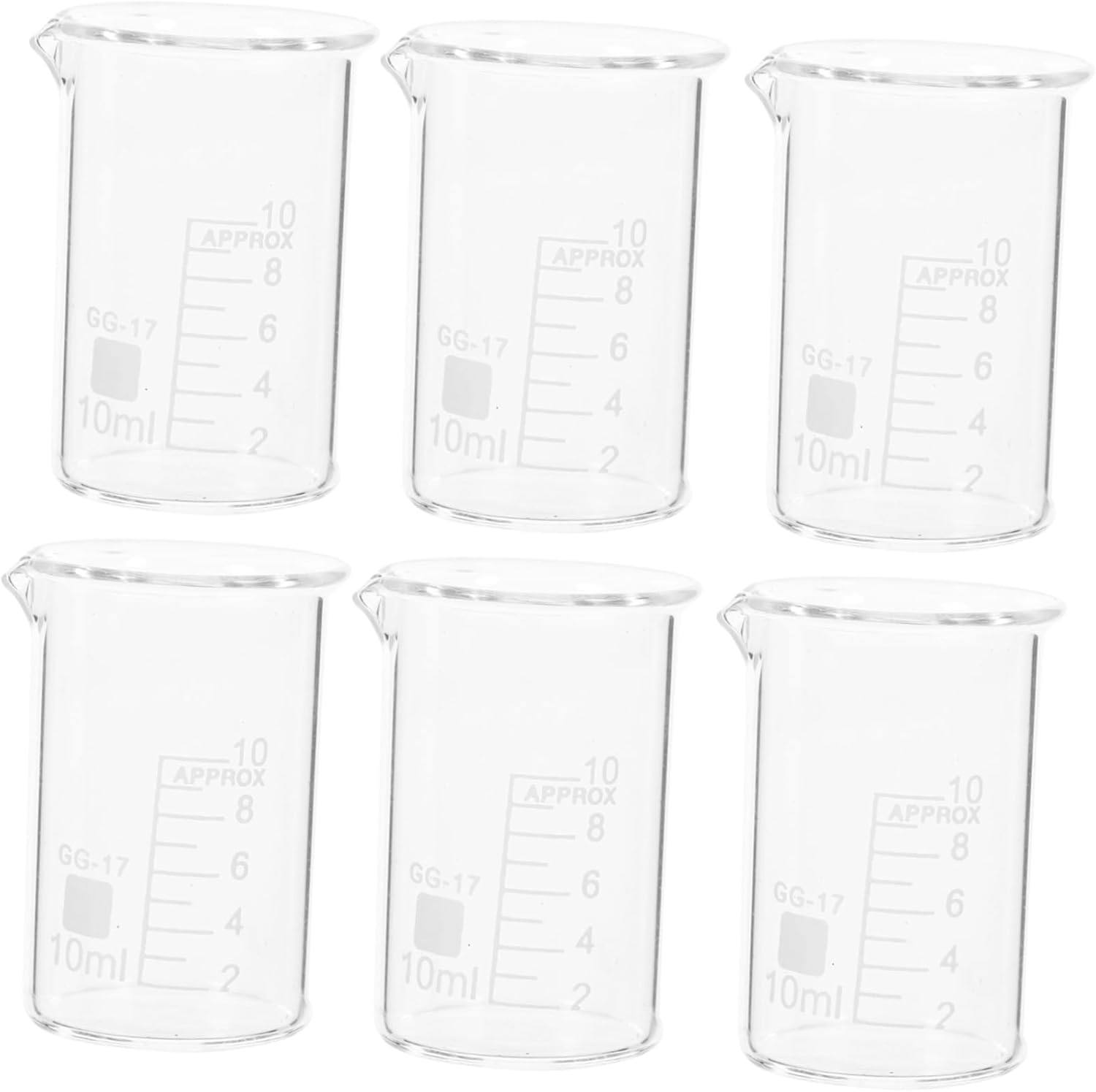 Cabilock 6pcs Glass Graduated Measuring Beakers for Lab Experiments for Liquids and and Easy to Clean