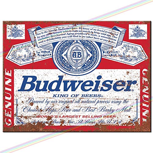 Metal Signs - Budweiser Logo. Man Cave Tin Metal Sign Hanging Wall Plaque Kitchen Shed Garage. Medium (20cm x 15cm)