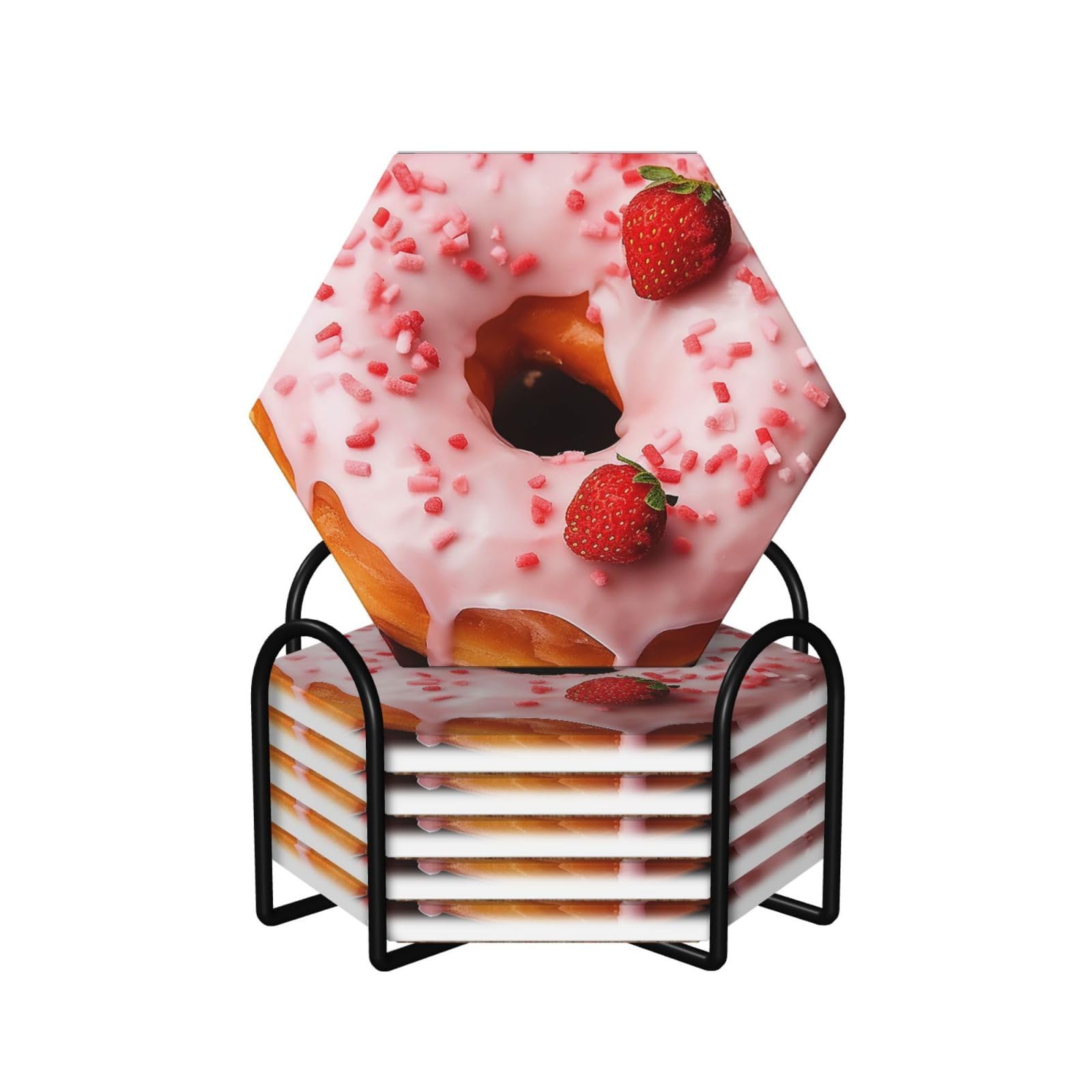 Dessous de verre motif fraises lot de 6 avec support pour offrir une touche déco originale