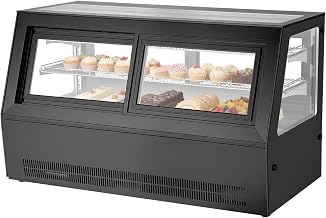 VEVOR Refrigerated Display Case, 7.1 Cu.Ft./190L Countertop Pastry Display Case, 2-Tier Commercial Cake Refrigerator with LED Lighting, TURBO Cooling, Frost-Free Air-Cooling, for Bakery, Dessert Shop