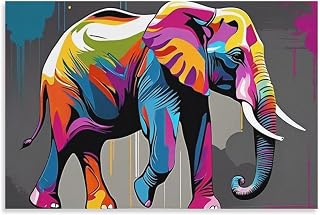 Abstract Graffiti Drip Oil Lifting Feet of Elephant Canvas Painting Posters And Prints Wall Art Pictures for Living Room Bedroom Decor 12x18inch(30x45cm) Unframe-style
