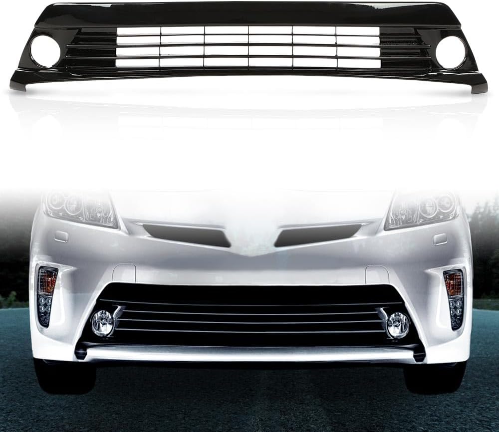PIT66 Front Primed Bumper Grille Black Grill Compatible with Toyota Prius 2012-2015 5310247020, TO1036157