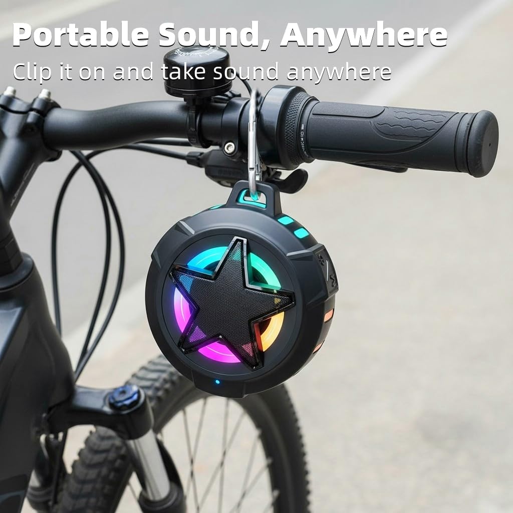 EBODA Bluetooth Shower Speaker, IP67 Waterproof Portable Speakers, Floating, TF Card, Small Outdoor Speaker with LED Light for Bike, Beach, Paddle Board, Kayak, Gifts for Kids, Boys, Teens, Men 6 61O2um6pD+L. AC SL1024