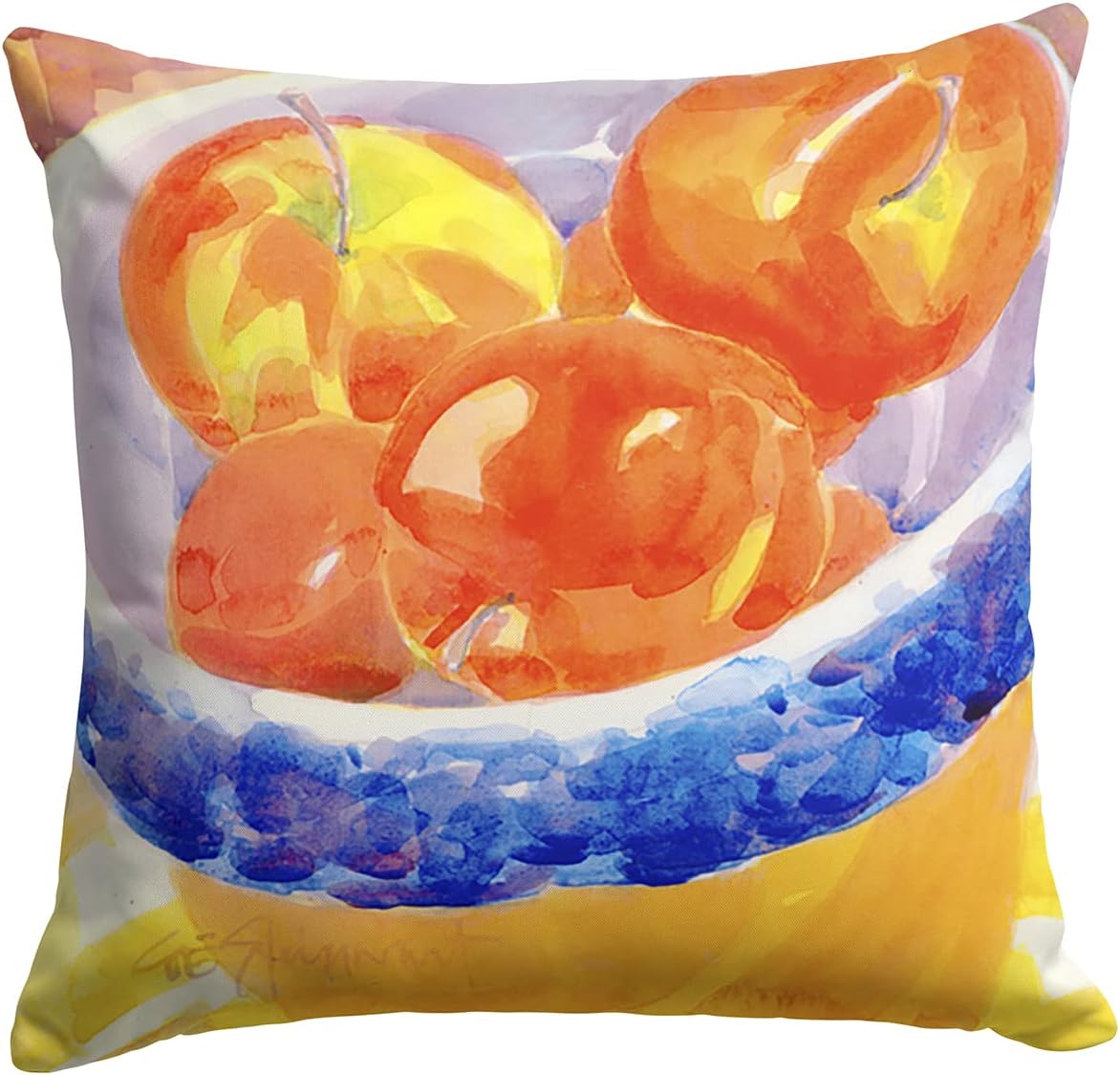 Caroline's Treasures 6109PW1414 Bowl of Apples Fabric Decorative Pillow Machine Washable, Indoor Outdoor Decorative Pillow for Couch, Bed or Patio, 14Hx14W