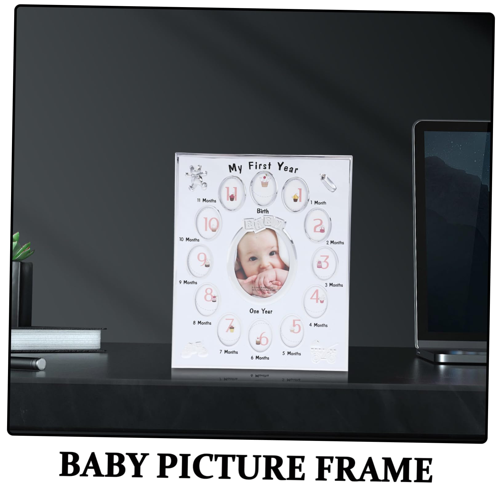 Marco para Fotos de Niña para Marco de Crecimiento Infantil Seguro y Duradero para Mostrar Recuerdos del Primer Año Regalo Original para Recién Nacidos