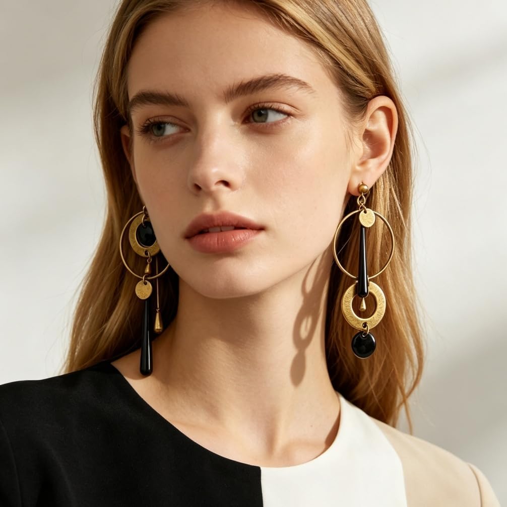 Vintage Geometric Teardrop Dangle Earrings for Women Jewelry image 2