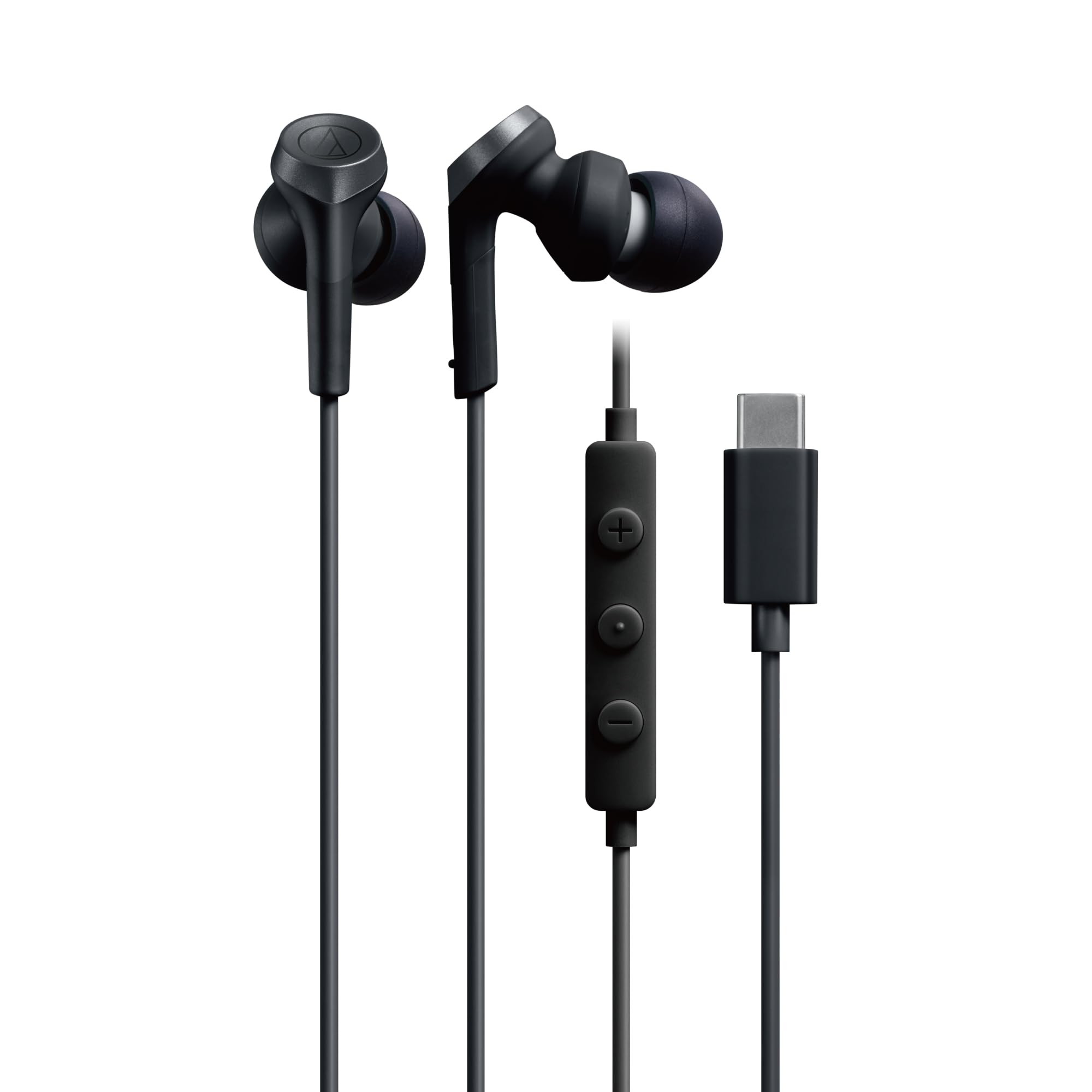 オーディオテクニカ ATH-CKS330C BK イヤホン 有線 1.2m マイク付き USB Type-C 重低音 カナル型 PC Windows Mac Android ブラック
