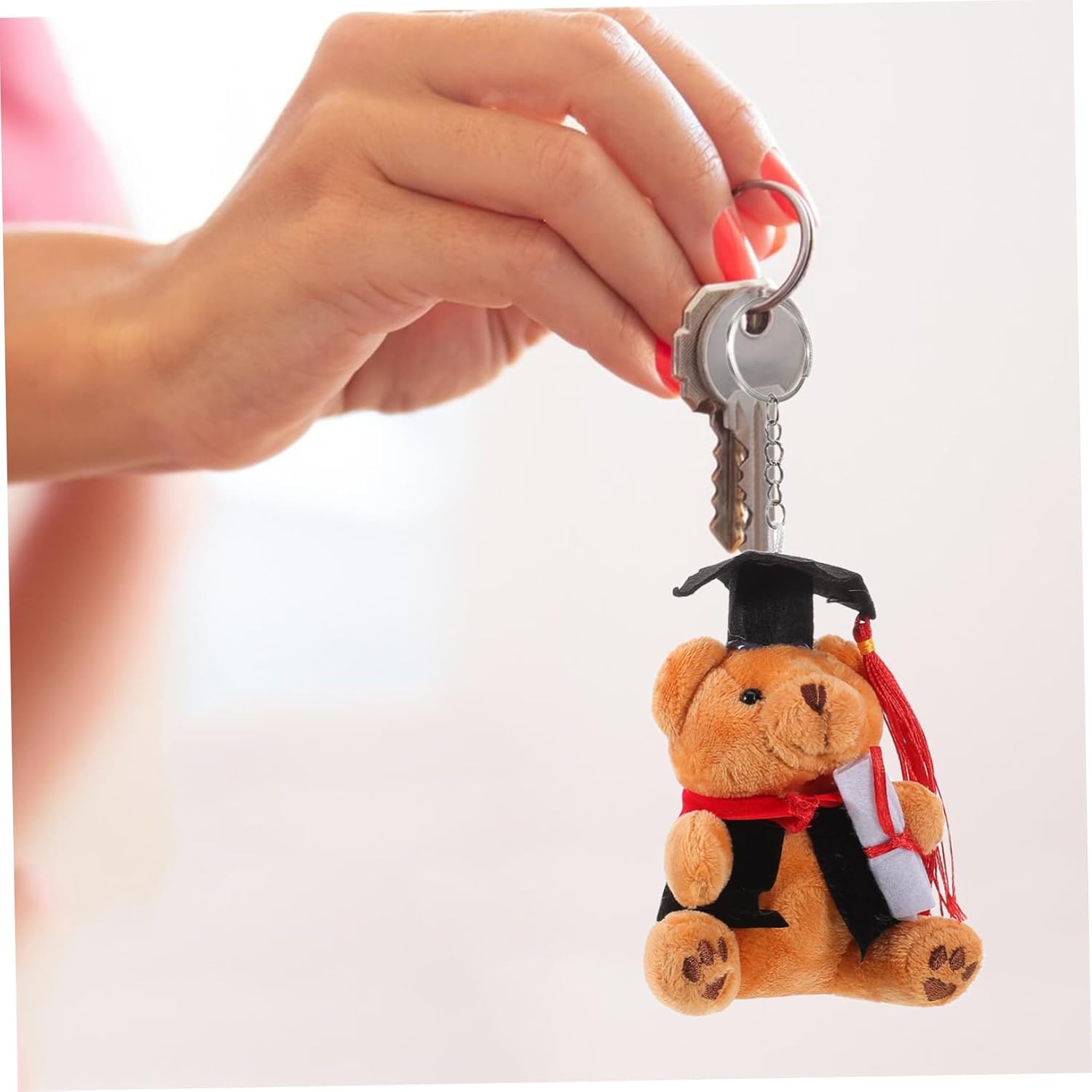 Graduation Bear Keychain Plush Cute Cartoon Keychain Pendant for Women Small Plush Bear Accessory Creative and Functional Graduation Friends and Family