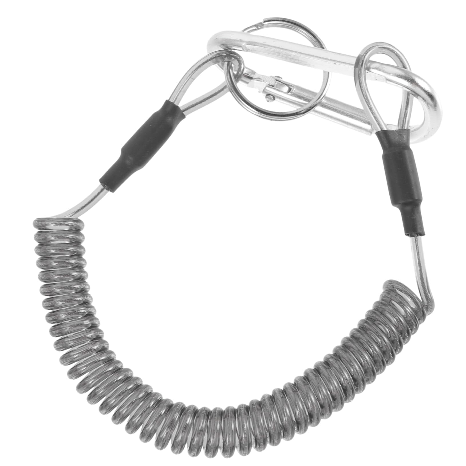 Kisangel Fishing Safety Lanyard Heavy Duty Retractable Coiled Rope Buckle for Outdoor Activities for Fishing Camping and Hiking Multi-Purpose Spring Tether with Carabiner Clip