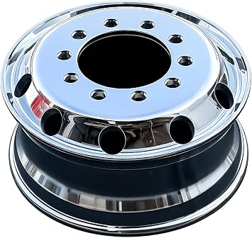 ALUMINUM WHEELS 22.5 X 9.00 10 Holes x 285.75 PCD dually wheels, STUD PILOTED Hight polished For all Position, Tire size 315/80r22.5