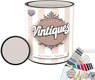 Chalk & Mineral Paint, Perfect Taupe, 32oz - Matte Finish- Easy Application for DIY Projects - Furniture, Wood, Metal, Home Decor and More - includes color card