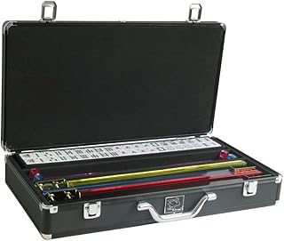 White Swan Mah Jongg Set - American Mahjong Game Set (White Tiles, Pusher Arms, Aluminum Case, Black)
