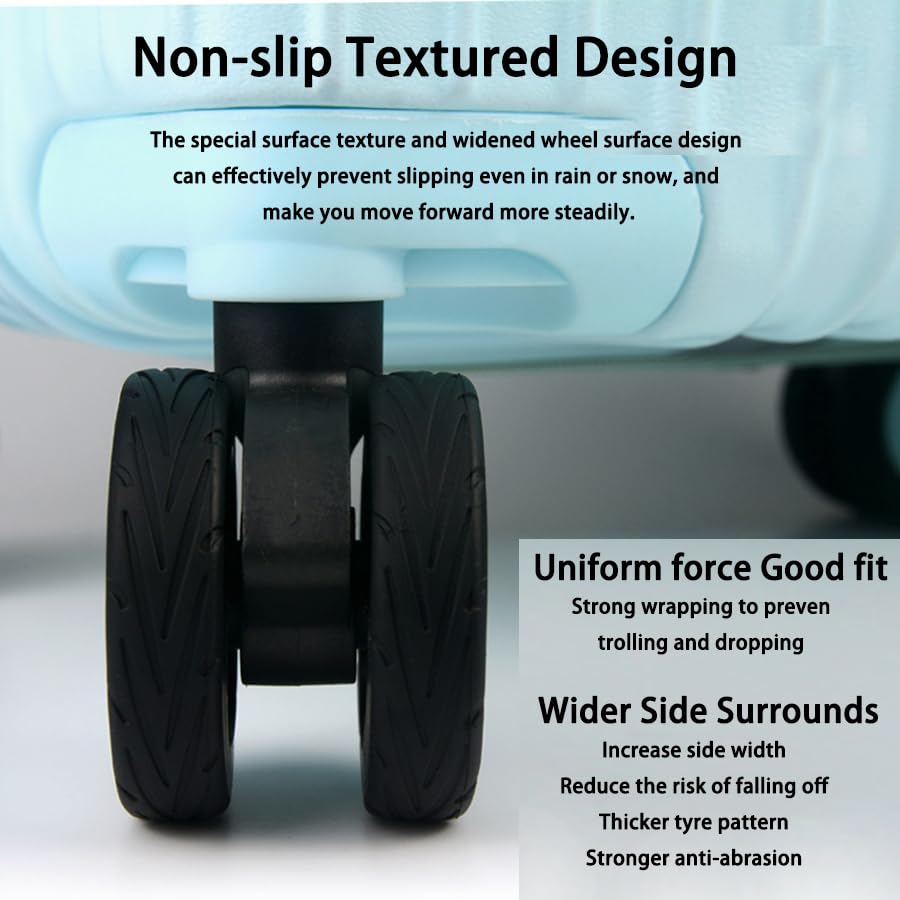 8 Pcs Upgrade Luggage Wheel Covers, Silicone Suitcase Protective Cover for 1.9-2.36'' Spinner, Wear-Resistant, Anti-Noise, Carry On/Travel Suitcase Protector (Black)3