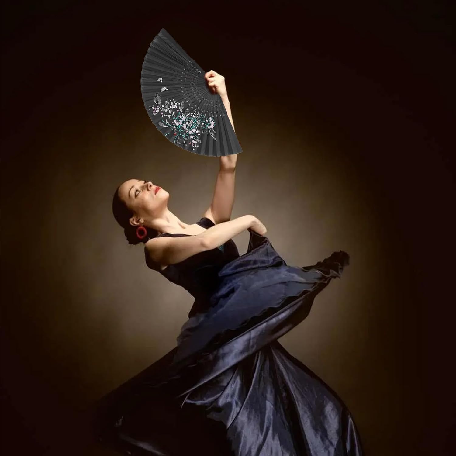 Handheld Fan Foldable,Fan Hand,Chinese Fan,8.3” Black Manual Fan thumbnail