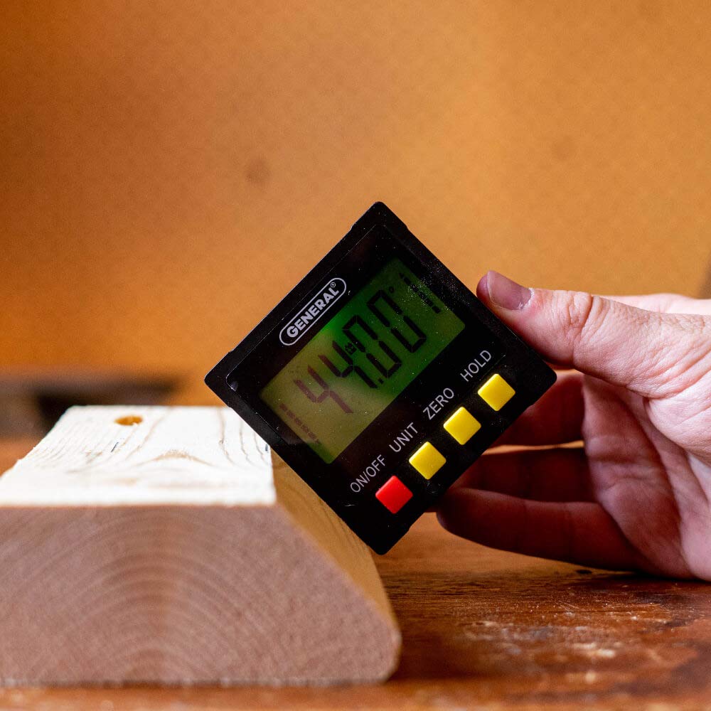 General Tools 824X Retroilluminato Digital Bevel Box Angle Finder, Ampio LCD retroilluminato, Display rotante, Base Magnetica