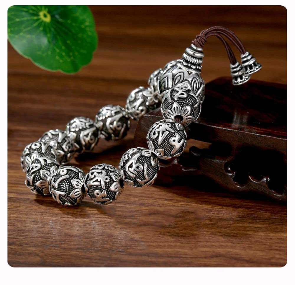Braccialetti a catena con polsino in argento sterling moda, Bracciale in argento sterling 925 da donna Bracciale Feng Shui con bracciale con amuleto intagliato a mano Gioielli in argento sterling Rega