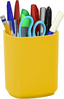 Acrimet Jumbo Pencil Holder, Pen Cup, Caddy Super-Sized Desktop Organizer for Students, Artists and Professionals (Plastic) (Solid Yellow Color)