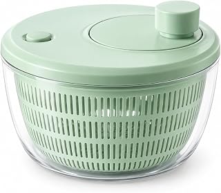 Secadora Manual de Saladas 3L, Centrífuga Giratória para Folhas, Verduras, Legumes e Frutas, Escorredor com Cesto Perfurado em PP, Compacta e Prática