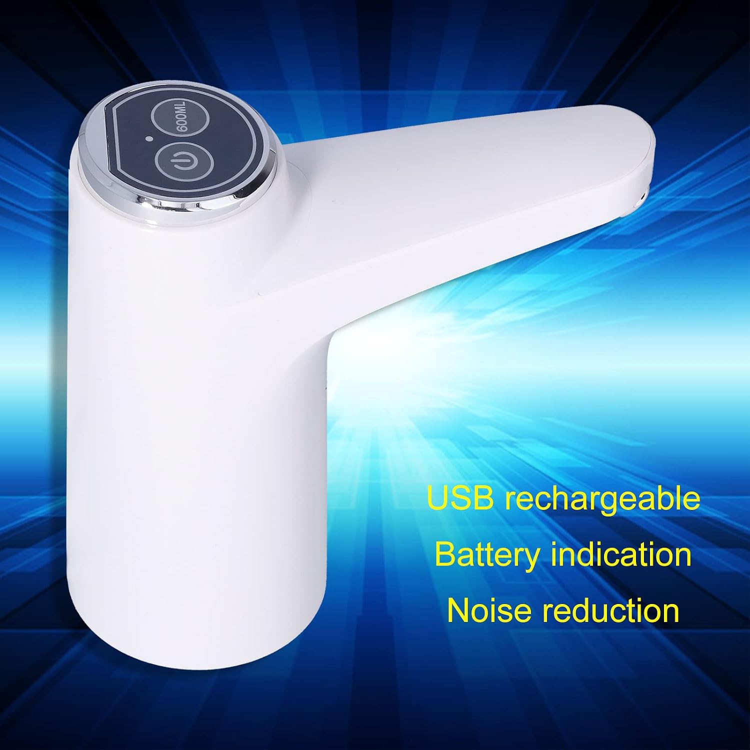 Electric, USB Rechargeable Smart Water Bottle Dispenser with Battery Indication, Low Noise, Continuous & Quantitative Output, Plastic + Metal, Long Service Life,