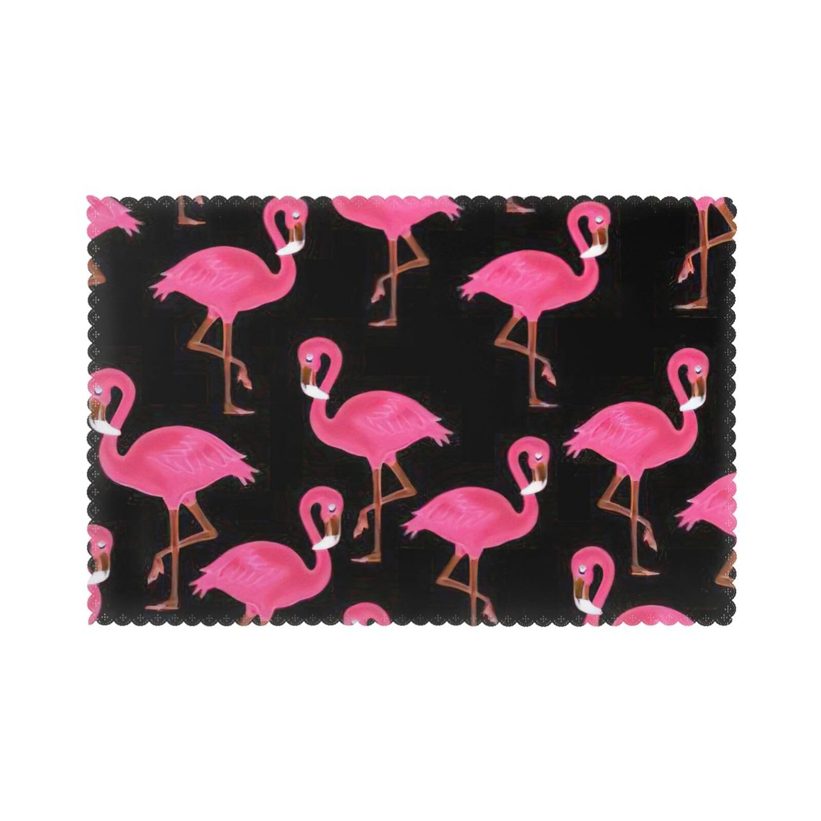 Lovely Pink Flamingos Print Placemats for Dining Table Set of 6 12x18 Inch Table Mats for Party Kitchen Dining.