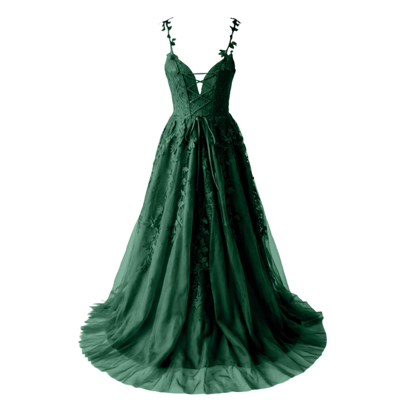 Abito da sera da donna, sexy, scollo a V, in pizzo, schiena scoperta, linea ad A, abito da cocktail, elegante per ospiti di nozze, abito estivo elegante