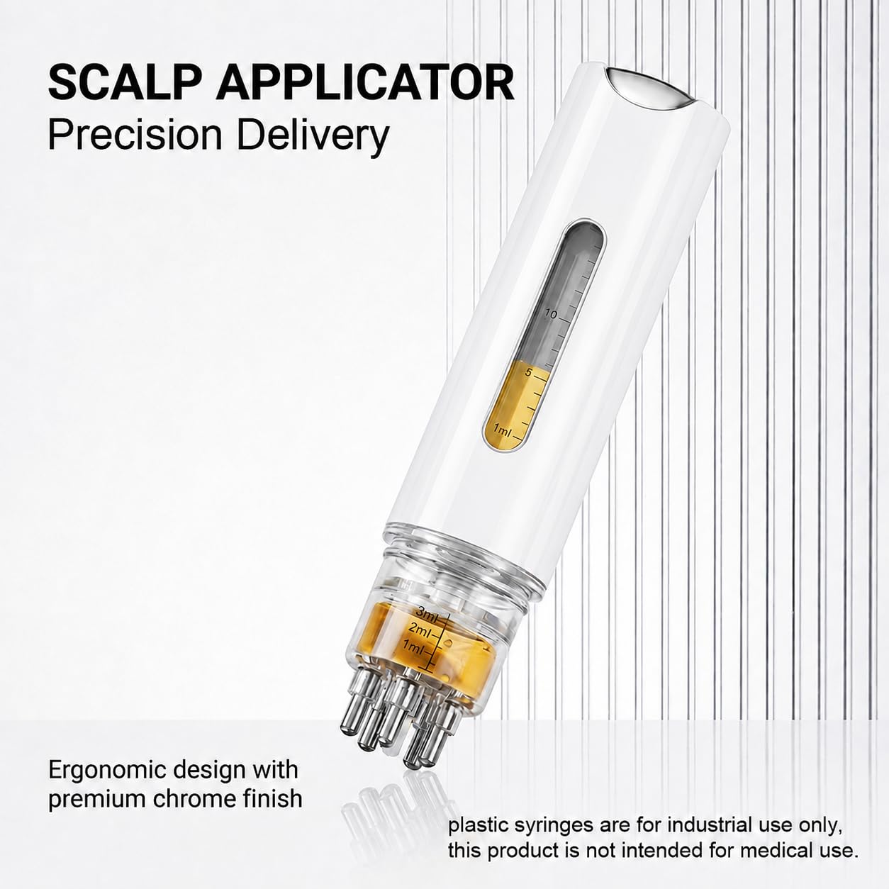 Empty Scalp Oil Applicator, Press-to-Dispense Hair Oil Comb for Minoxidil & Serum, 15ml Metal Root Dispenser with Syringes & Cleaning Kit (White) image 2
