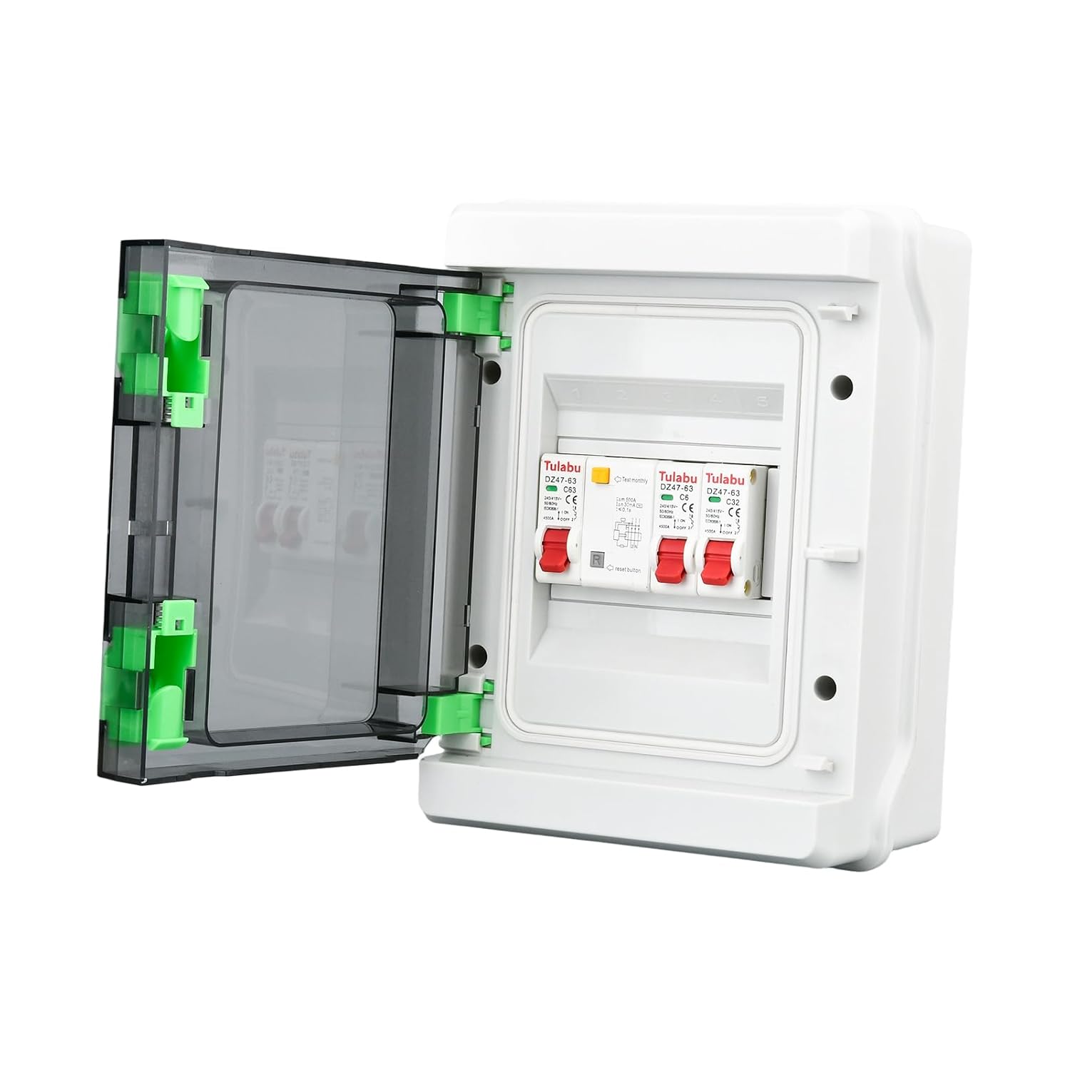 HA 2 Way IP65 Weatherproof Circuit Breaker Panel with Clear Cover, Indoor/Outdoor Home, Garage, and Workshop Use