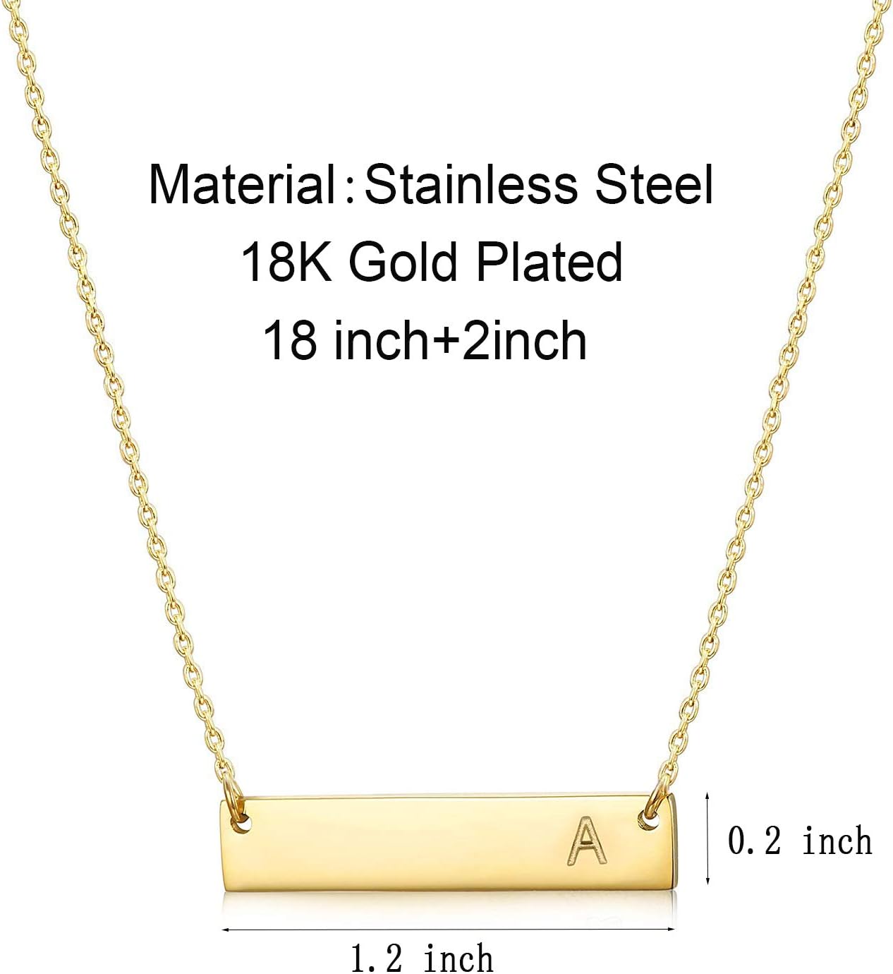 MOMOL Bar Pendant Initial Necklace 18K Gold Plated Stainless Steel Bar Necklace Dainty Delicate Initial Necklace Simple Personalized Name Letter Necklace for Women - Image 7
