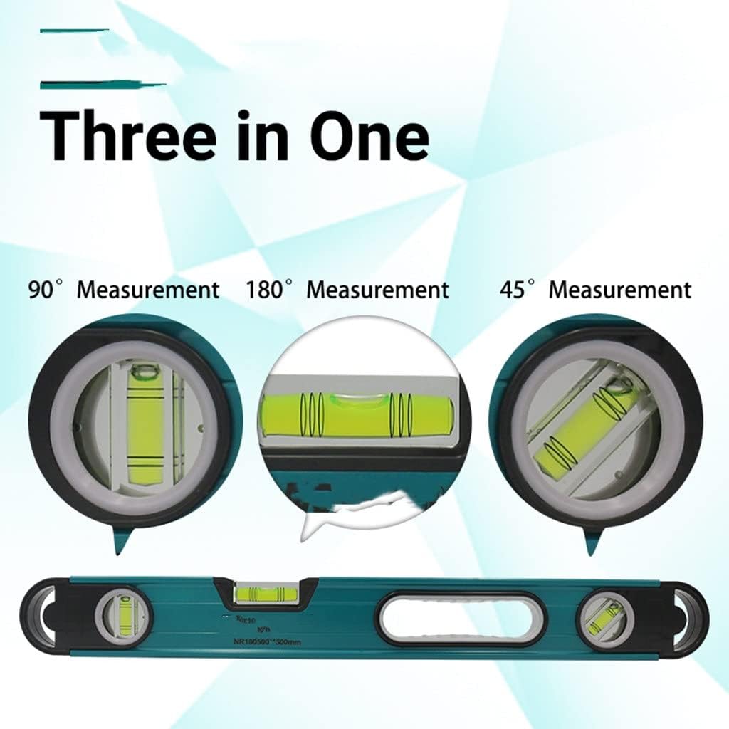 Magnetic Level 3 Bubble Spirit 45°/90°/180° Ruler Drop-proof Aluminum Alloy Measuring Tools