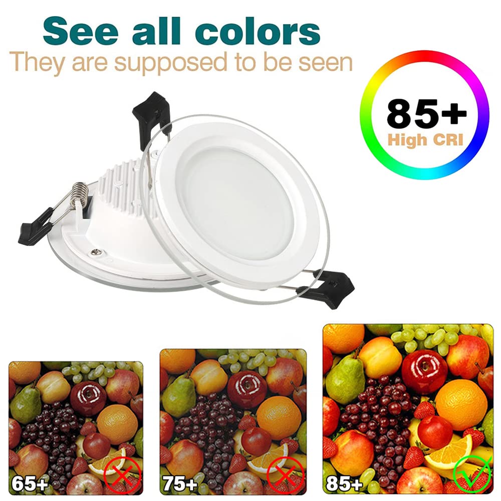 LED Einbau-Downlights,Runde Lichtleiterplatte Aus Glas LED Einbaustrahler,6W 9W 12W 18W Deckeneinbauleuchte,Extraflach 45 Mm Tiefe,Inklusive Transformator,Pack ×10