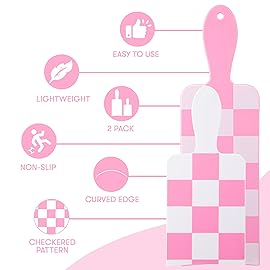 FRAMAR Checkered Balayage Board and Paddle Set - Long and Short Foil Board For Highlights, Balayage Hair Dye Kit, Hair Salon Supplies, For Enhanced Precision - 2 Pack - Pink and White