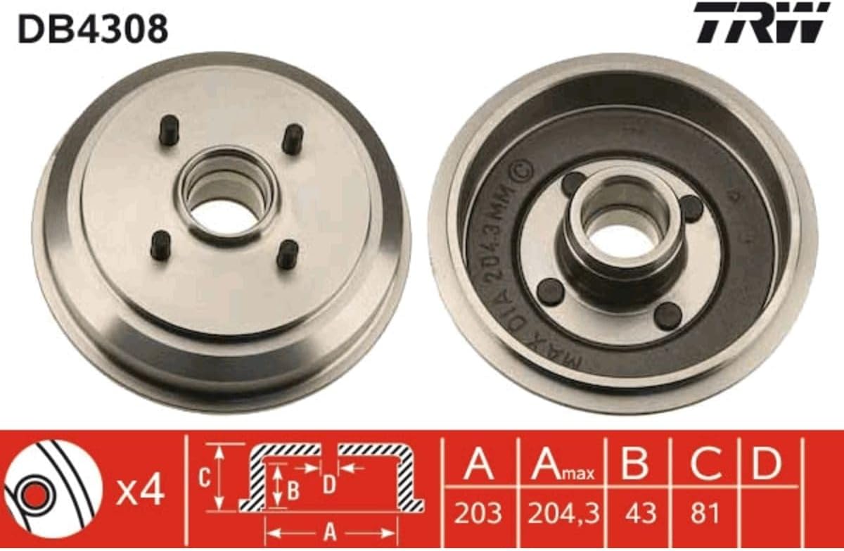 TRW Automotive AfterMarket DB4308 Brake Drum