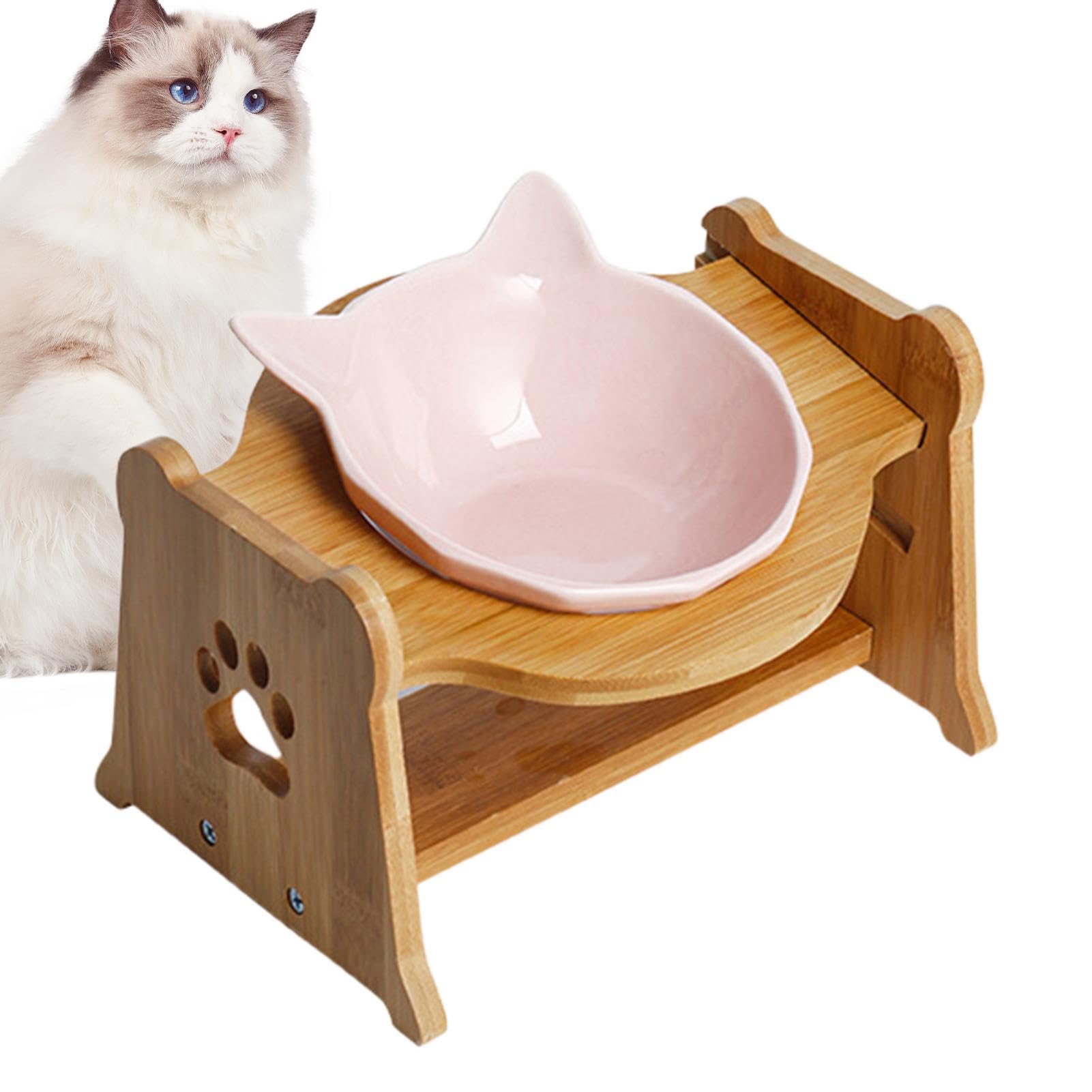 Ciotola per gatti anti-vomito, ciotola rialzata per animali domestici, ciotola per gatti singoli, piatti alti per gatti, ciotola protettiva per gatti – antiscivolo, anti-rumore, inclinata, in ceramica