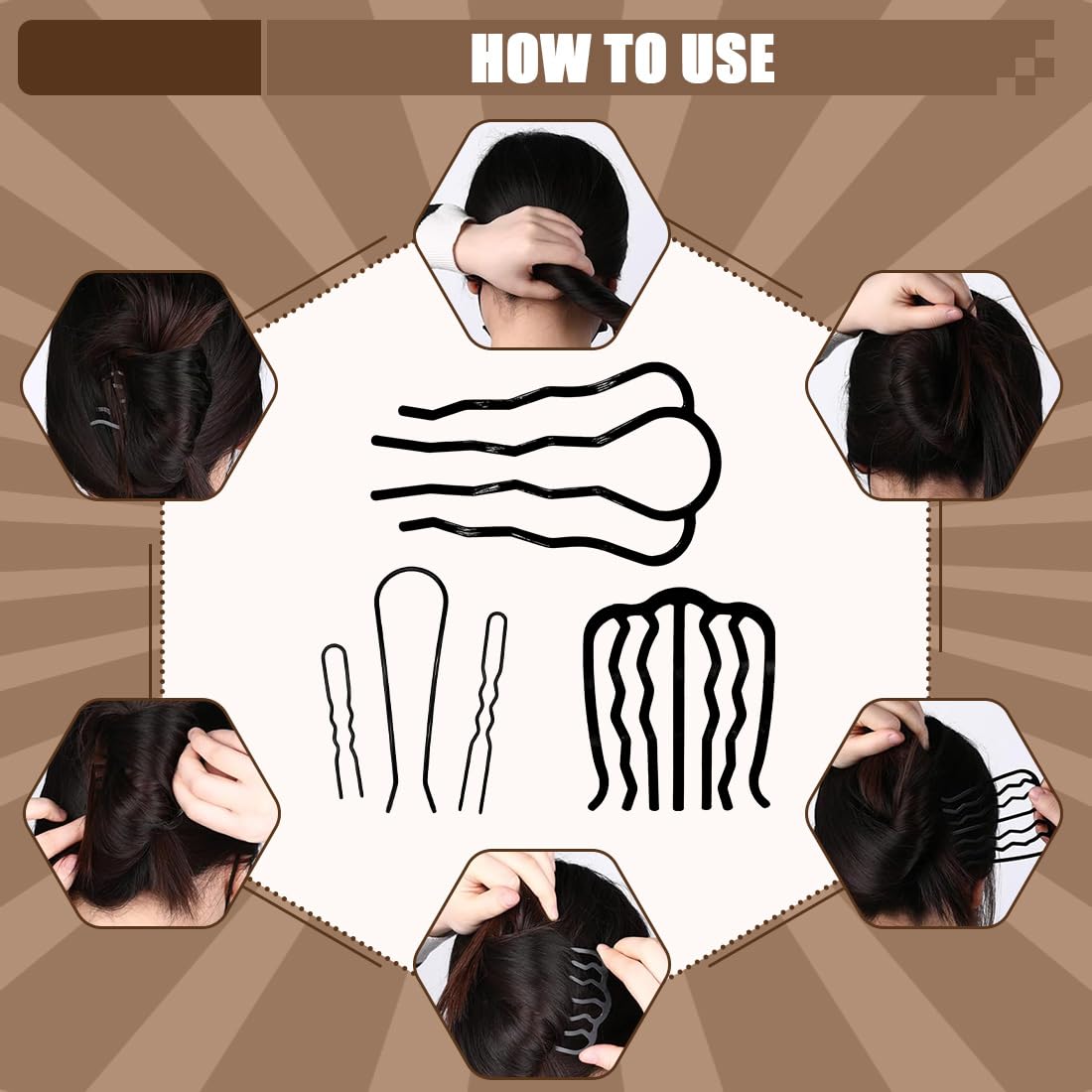 5 Piezas Peine Lateral del Pelo del Metal, Horquillas para el Cabello para Mujer, Peinetas para el Pelo, Peine Lateral, Pasador Francés, Peine de Diapositivas para Mujeres y Niñas, 3 Tamaños