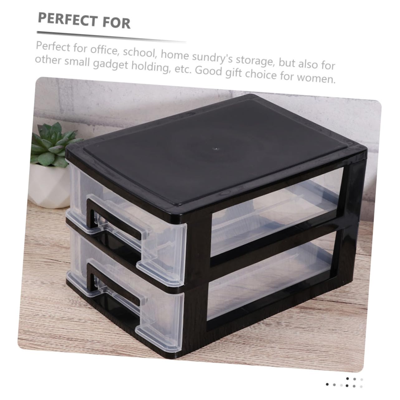 Lot de 2 Organisateurs de Tiroirs de Bureau en Plastique Abs Noir, Organisateur de Rangement de Bureau Pratique pour École et Maison, Rangement Divers