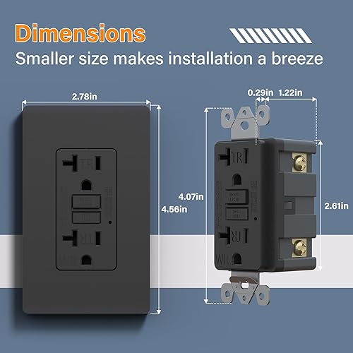 Miniatura 5 de BSEED GFCI Outlet 20 amperios, toma de corriente GFI de autoprueba con indicador LED, receptáculo GFCI resistente a la intemperie y a