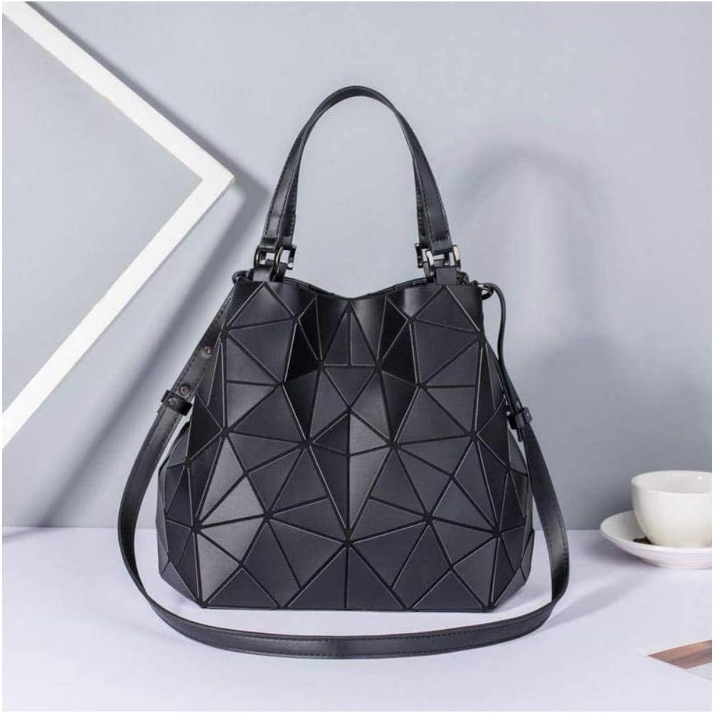 Geometric Luminous Purses and Handbags Shard Lattice Eco-Friendly Artificial Leather Rainbow Holographic Purse, Black, Large - Image 3