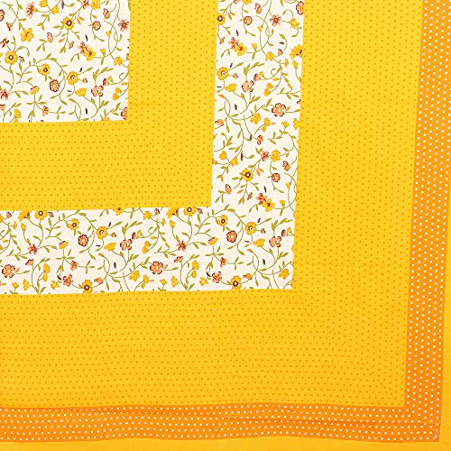 Image of RajasthaniKart Pure 100% Cotton Double Bed Sheet with 2 Pillow Covers (Bedsheet for Double Bed Cotton, Yellow Bindiya Jaipuri, King Size,5217)