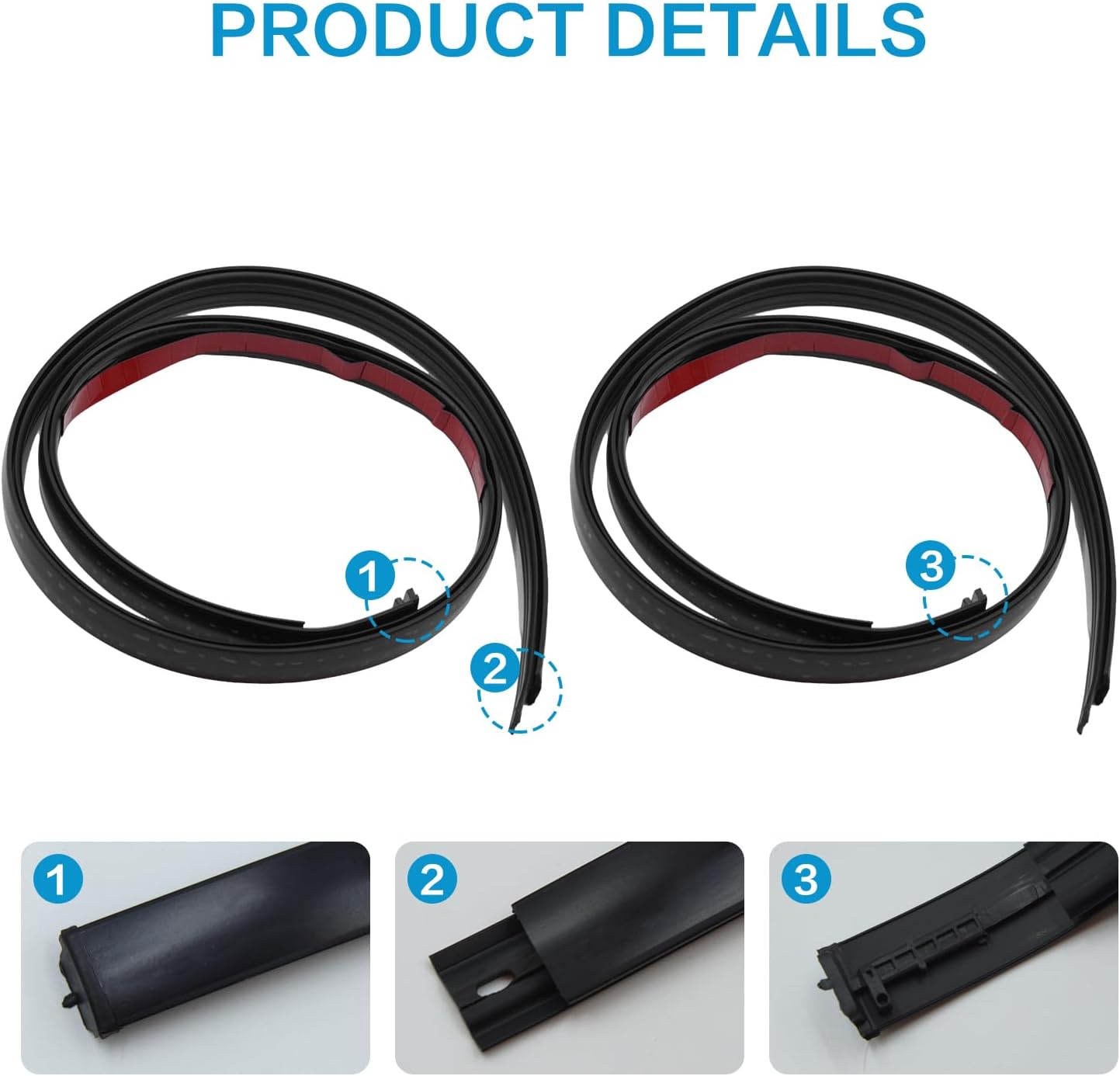 Roof Molding Drip Weatherstrip (2 Pcs) Compatible with Toyota Tundra Crew Cab 2007-2021 Replaces# 75552-0C060, 75551-0C060 Car Roof Moulding Trim Seal Kit (Not Fit Double Cab)