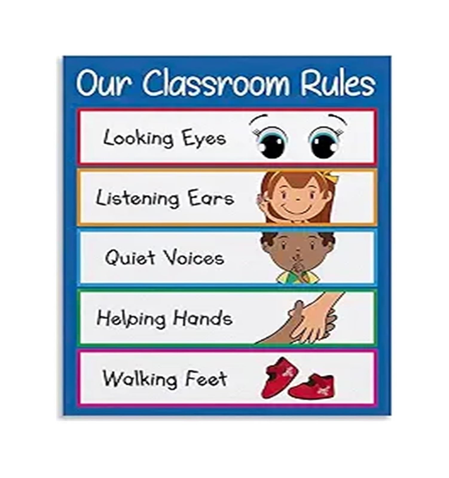 Kindergarten Classroom Rules Poster - Class Management Educational Wall-Art for Teachers(Framed,08x12inch(20x30cm))