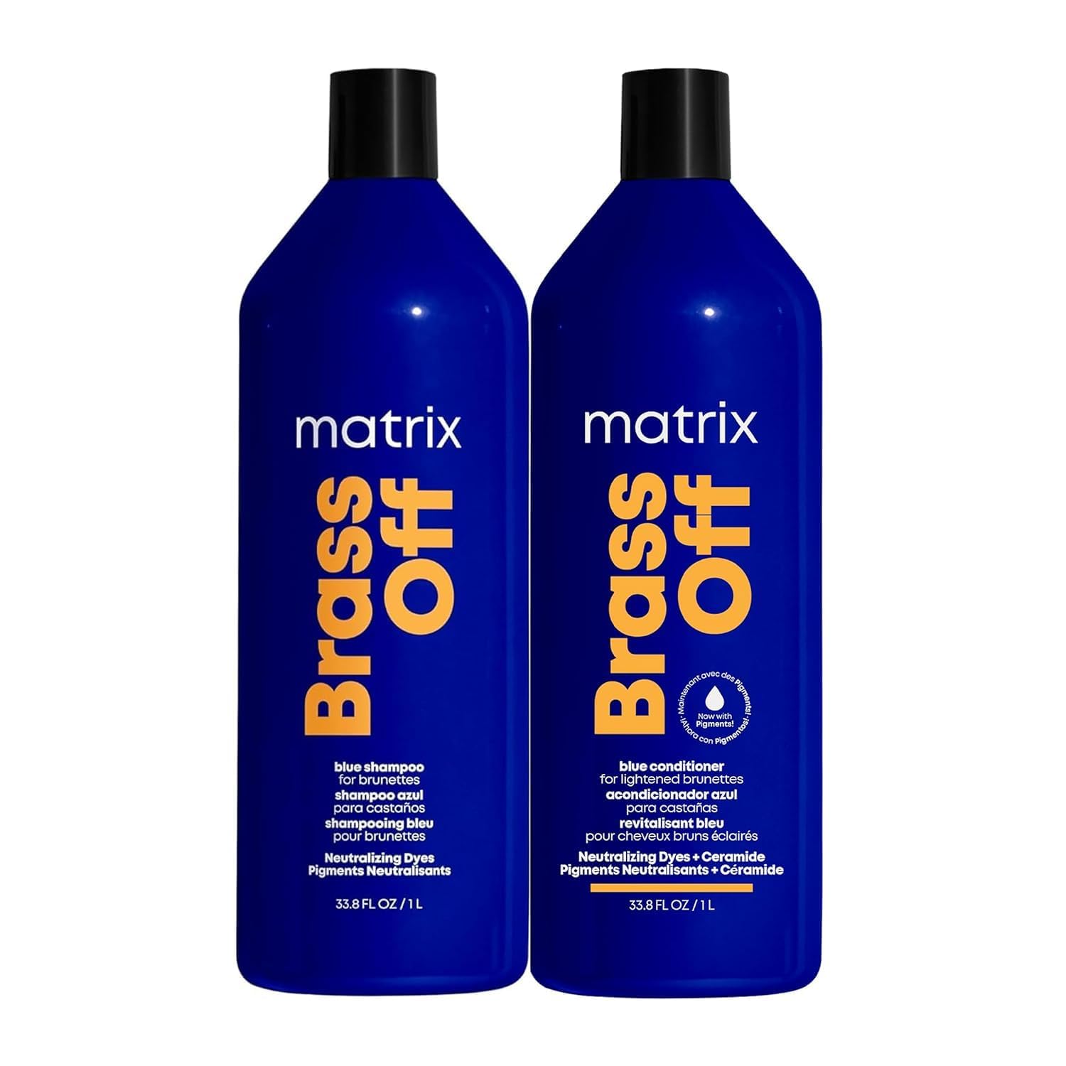 MatrixBrass Off Blue Shampoo and Pigmented Conditioner Set - Tones and Removes Brassy Orange Undertones, For Color-Treated Hair or Lightened Brunettes, Premium Salon Conditioner & Vegan, 10.1 Fl Oz